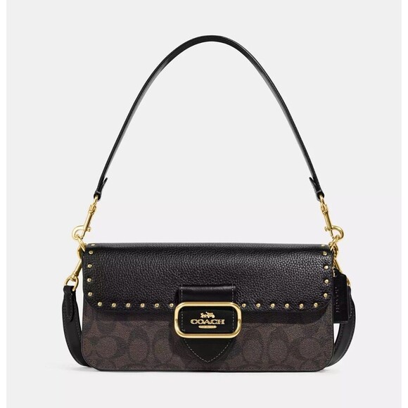 Coach CE563 Morgan Shoulder Bag Crossbody Colorblock Signature With Rivets NWT - Picture 8 of 11